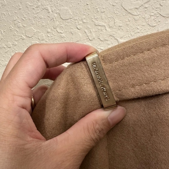 Michael Kors Belted Zip Up Lined Tan Wool Blend Coat Womens Size 14 - Picture 6 of 9